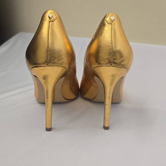 Sam Edelman Hazel Point Toe Pump Gold Distressed Leather, Sz 8M, NIB - Picture 7 of 9